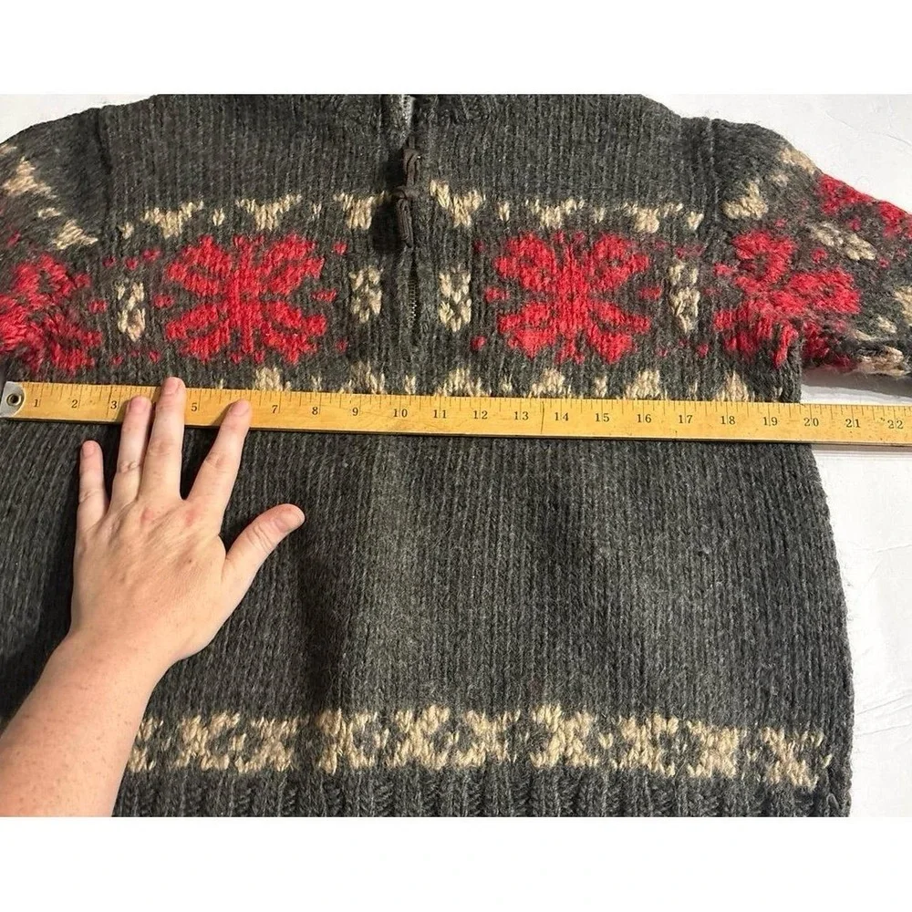 American Eagle Gray Chunky Wool Sweater, Fair Isle Quarter Zip Sweater,